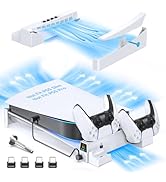 OIVO PS5 Horizontal Stand and Cooling Station with 3-Level Cooling Fan, Dual PS5 Controller Charg...