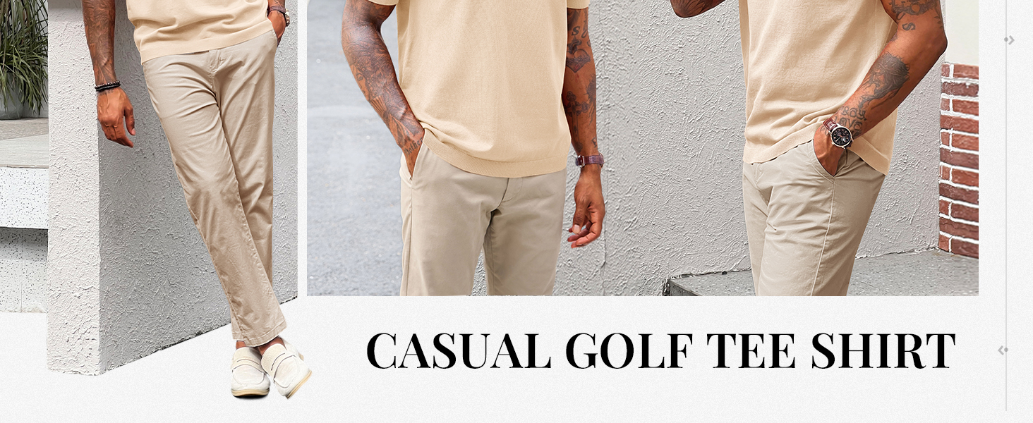 Men&#39;s V Neck Polo Shirts Short Sleeve Muscle Gym Knitted Golf Shirts Casual Slim Fit Tops
