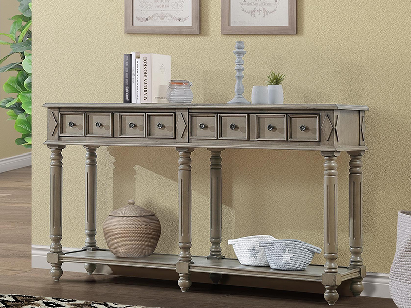 YWUFUART 58 Inch Solid Wood Console Table Sofa Table