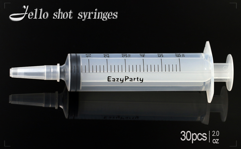 Jello Party Syringes with 5 Extra Caps, 30 Pack Reusable