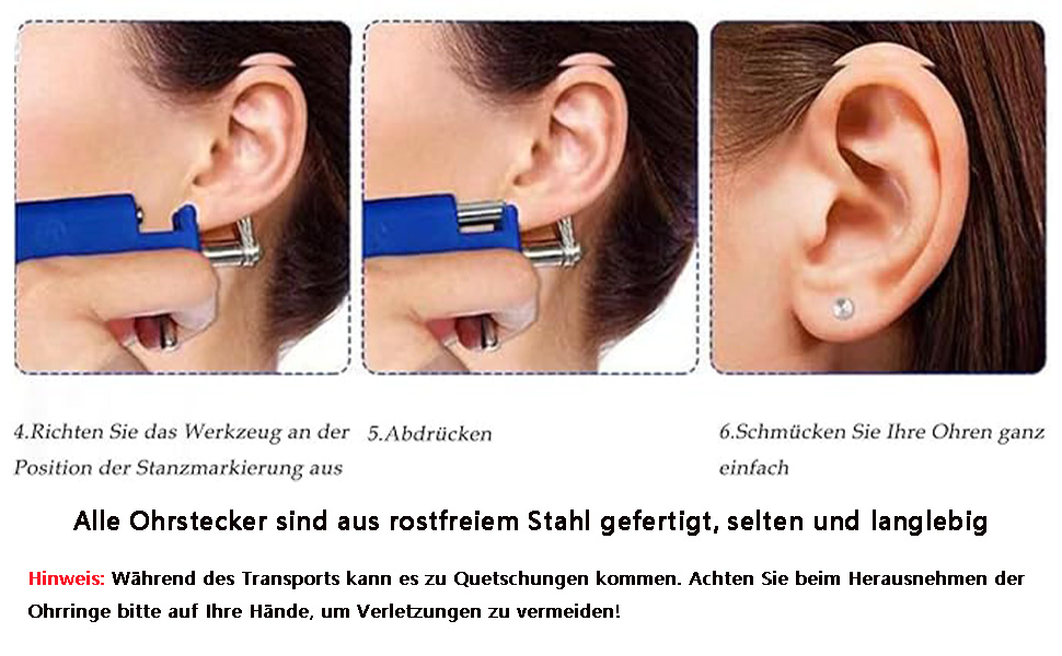 Amotorfly Ohrloch Stecher Set, Piercing Set Selber Stechen mit 98 St Edelstahl Ohrstecker
