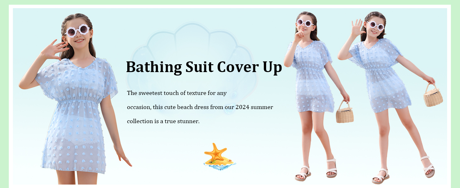 Girls Swimwear Cover Ups Kids Beach Bathing Suit Coverups Cute Sweet Bikini Swimsuit Tunic Dress…