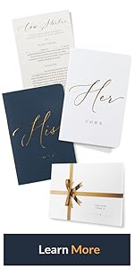 Artesori Wedding Navy White Vow Books Set with Vow Starter and Gift Box