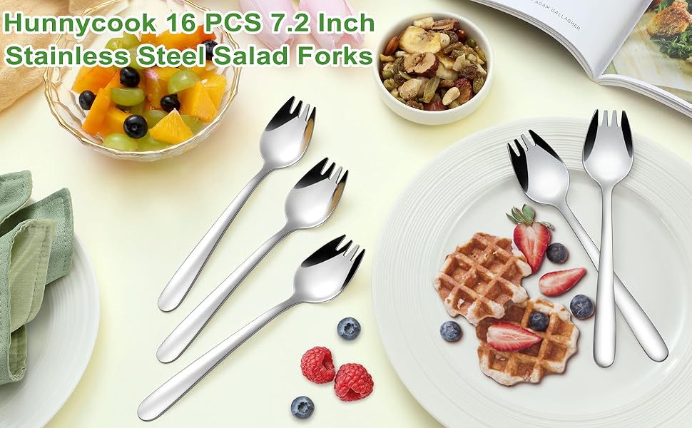 Hunnycook 16Pack Sporks, 7.2 Inch Sporks Stainless Steel