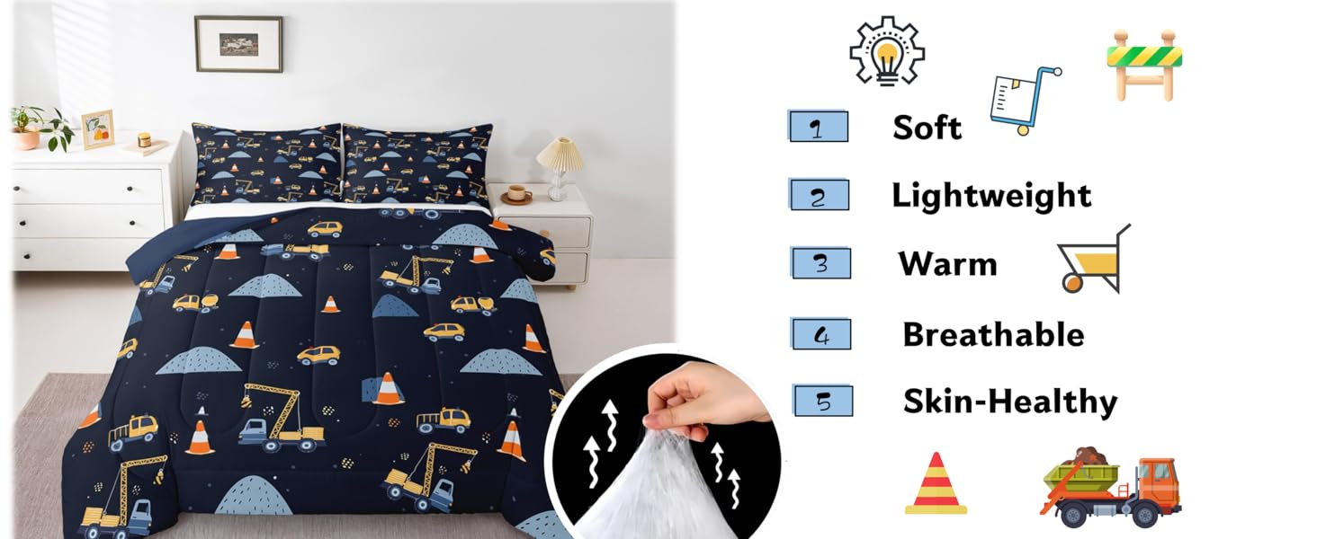 Erosebridal Truck Comforter Cars Toddler Bed for Boys Kids