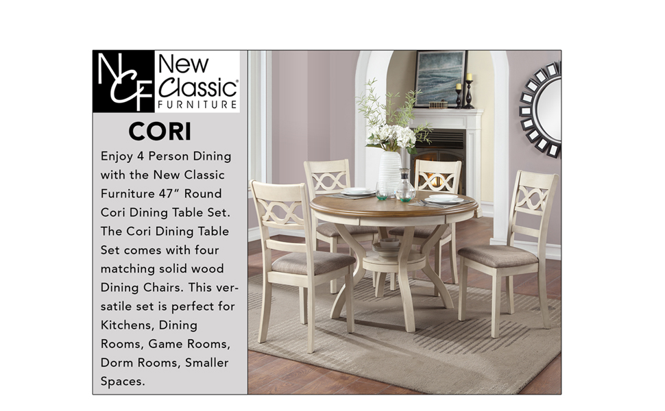 New Classic Furniture Cori 5Piece Round Dining Set with 1