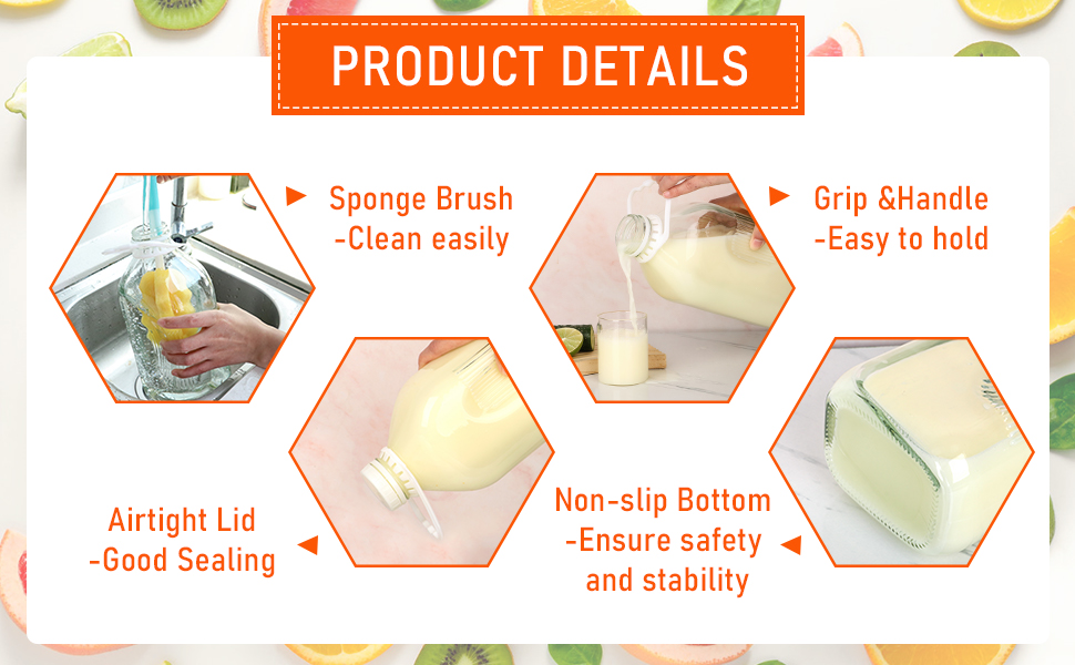 glass milk bottle with lid