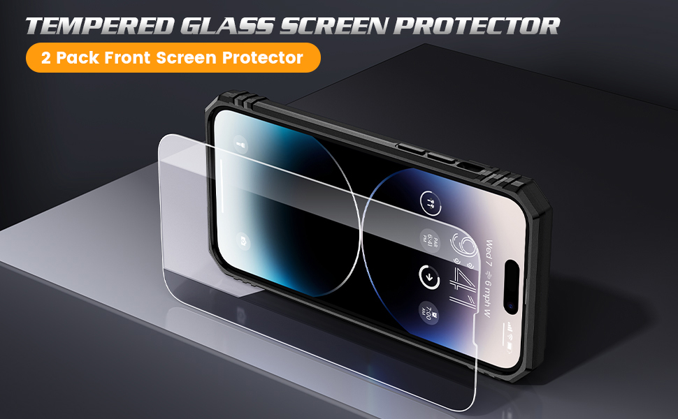 Doeshine for iPhone 14 Pro Case, 2 Pack Screen Protector, with