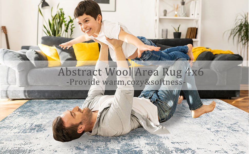 famibay Modern Abstract Area Rug 4x6 Machine Washable Rug Soft Living Room Carpet with Non Slip