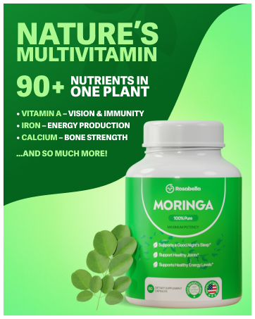 rosabella moringa capsules morning antioxidant superfood energy skin health amino acid powder