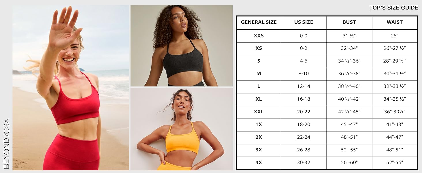 BY - DESK - RACERBACK TOP'S SIZE GUIDE