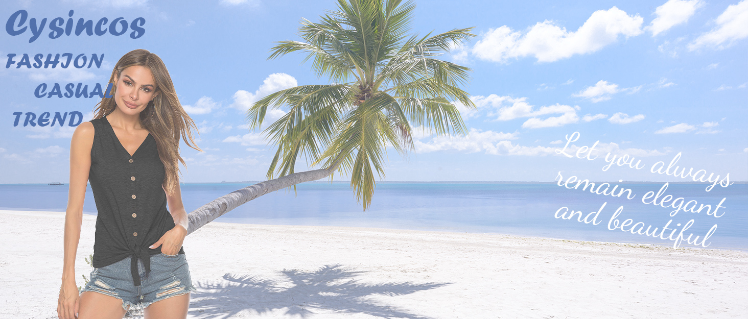 Womens Tank Tops V Neck Basic Solid Color Casual Flowy Summer Sleeveless