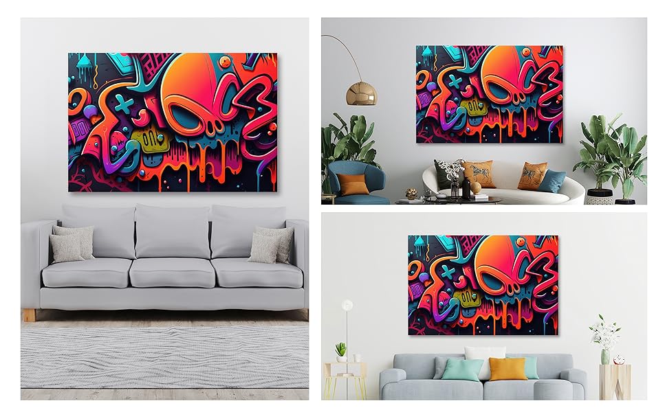 Amazon.com: Colorful Graffiti Skull Wall Decor - Colorful