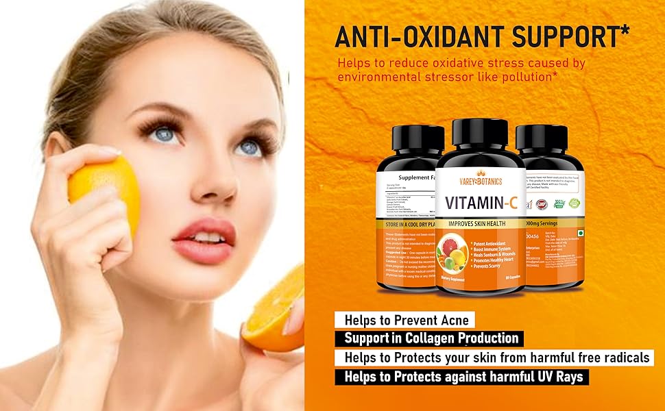 VAREY BOTANICS Vitamin C Tablet, Collagen Supplement for Men & Women