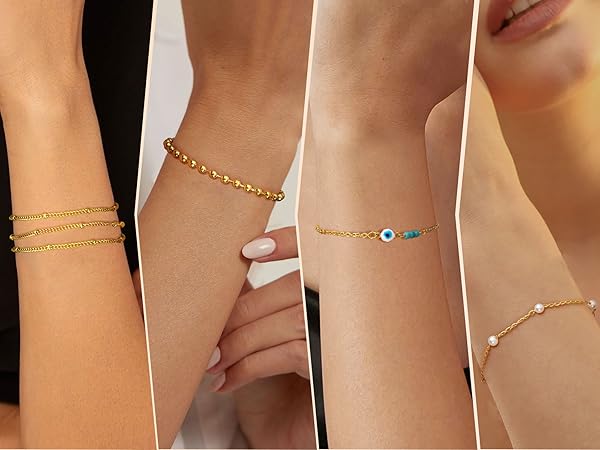 Amazon.com: Sanfenly Gold Bracelet for Women Non Tarnish