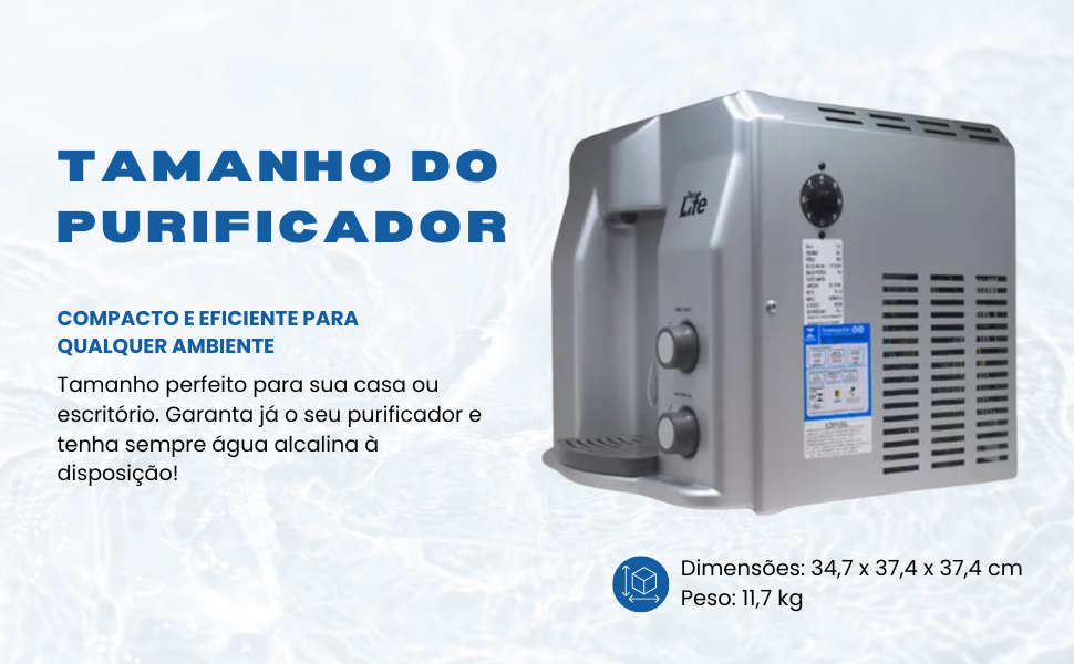 tamanho do purificador, compacto, eficiente