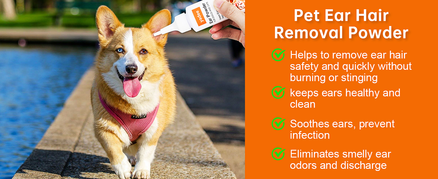 yadee Dog Ear Powder, Ear Hair Removal for Dogs Cats, 30gm