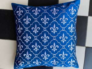 Decorative royal blue silk throw pillow cover