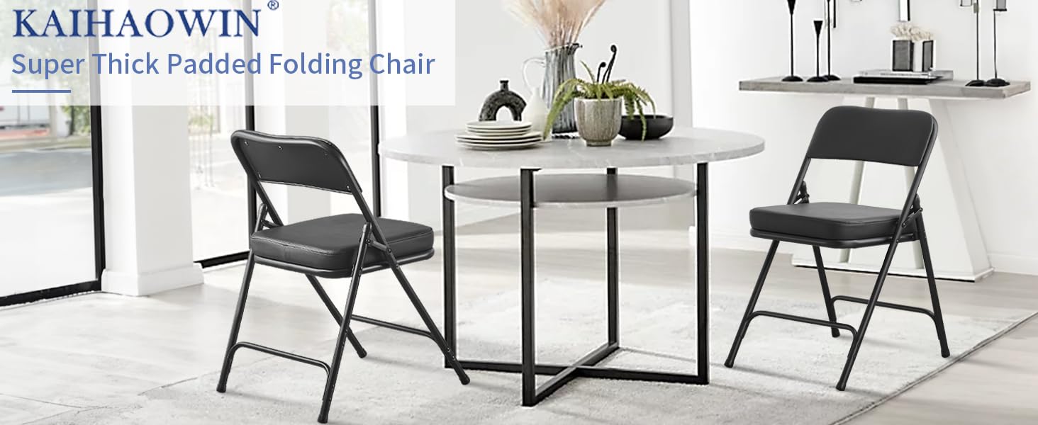 KAIHAOWIN 2 Pack Folding Chairs with Ultra Thick Padded