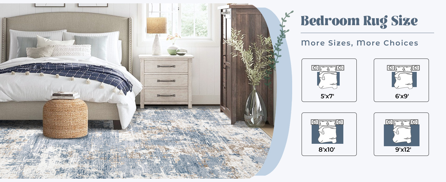 bedroom rug sizes