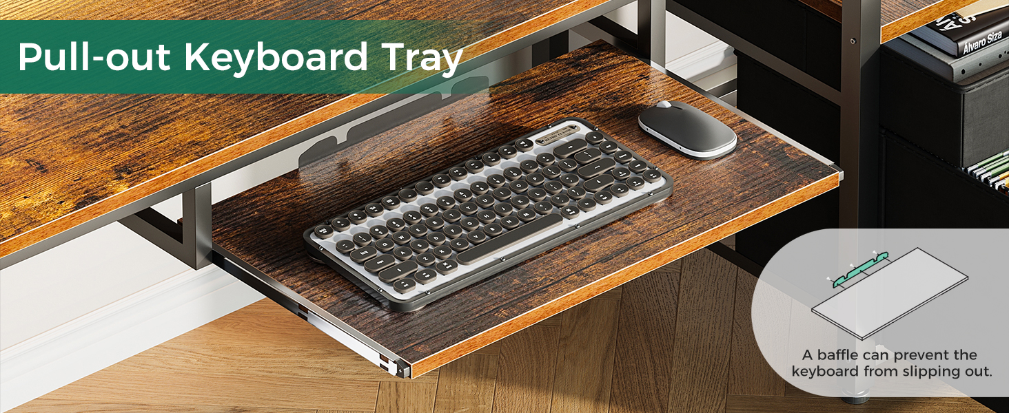 desk with keyboard tray