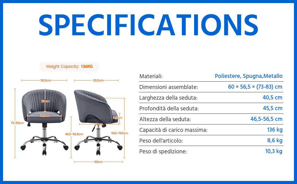 sedia con ruote scrivania