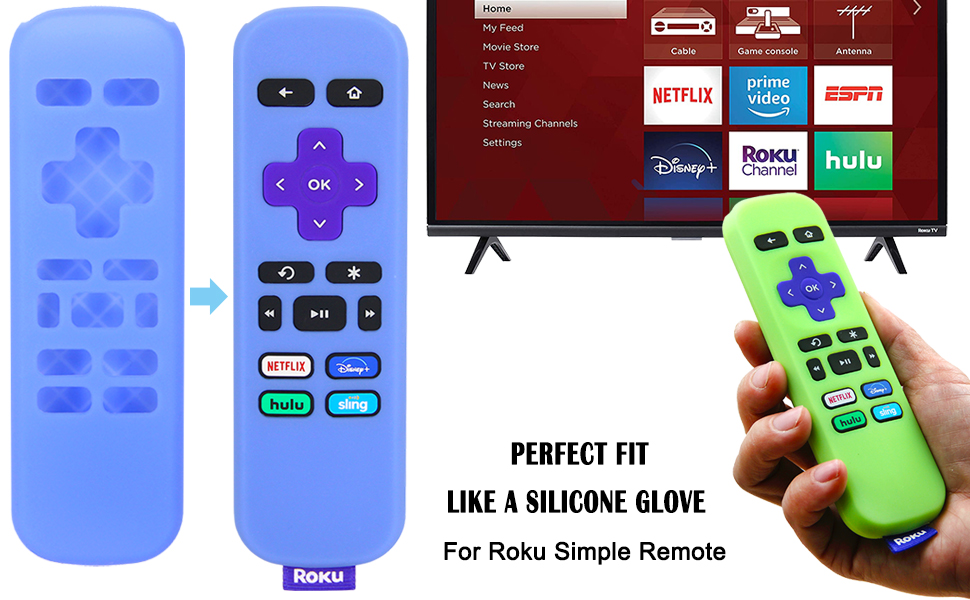  [2 Pack] Pinowu Remote Cover (Glowing in The Dark) Compatible  with Roku Simple Remote, Anti Slip Silicone Cover Suitable for Roku Express  and Roku Premiere Player Remote (Blue and Green) 