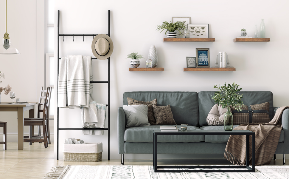 Floating Shelves, Set Of 2, Wall Mounted Shelves, Decorative Wall Shelf With Length 60 Cm, Wall Display Racks, Invisible Brackets, Bedroom, Living Room, Office, HOOBRO EBF60BJ01 12 1