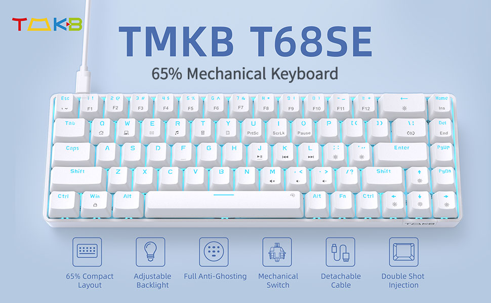 TMKB Wired Gaming Keyboard LED Backlit Ultra-Compact 60