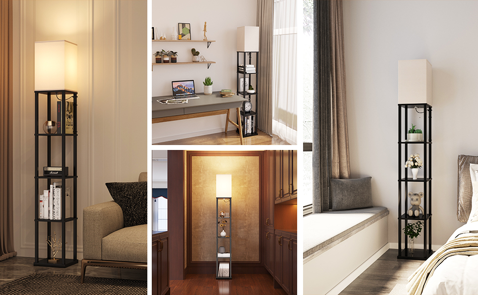 addlon Floor Lamp with Shelves, 5Tier Modern Shelf Floor Lamp with