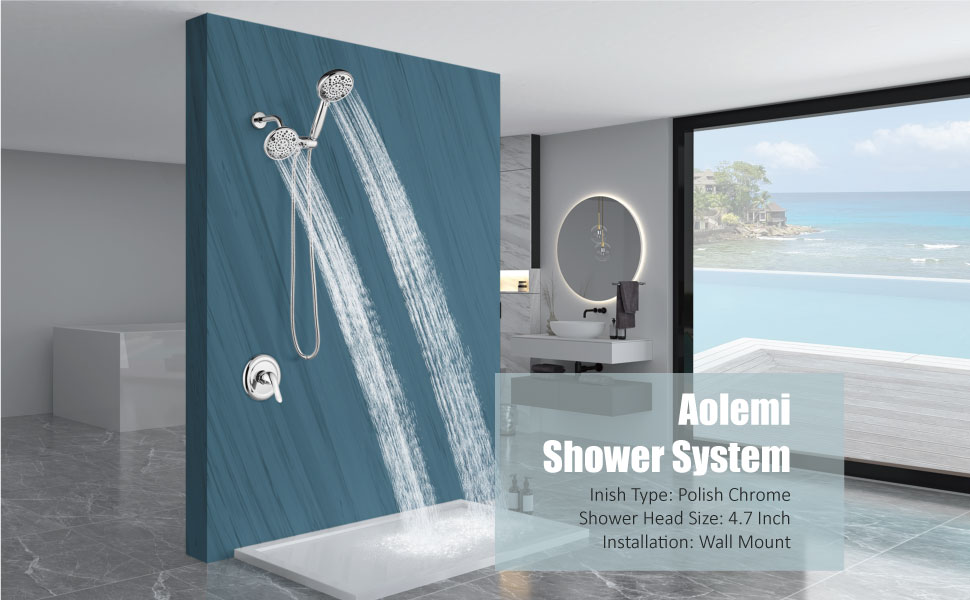 Aolemi Shower System Dual Function Polish Chrome 2in1 Shower Faucet