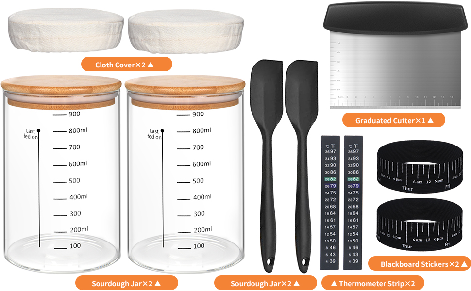 Kmise 2 Pack Pro Sourdough Starter Jar, 34 Oz Large