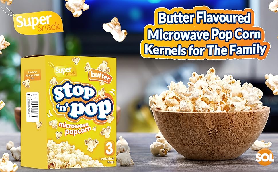 SOL 12pk x 85g Microwave Popcorn Butter Popcorn Flavour Popping Pop