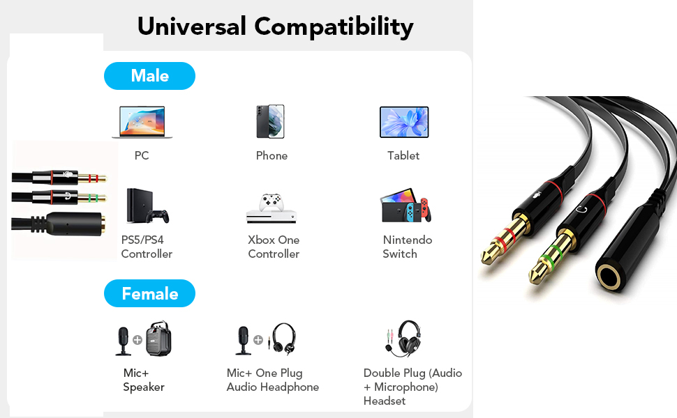 3.5mm splitter mic and audio