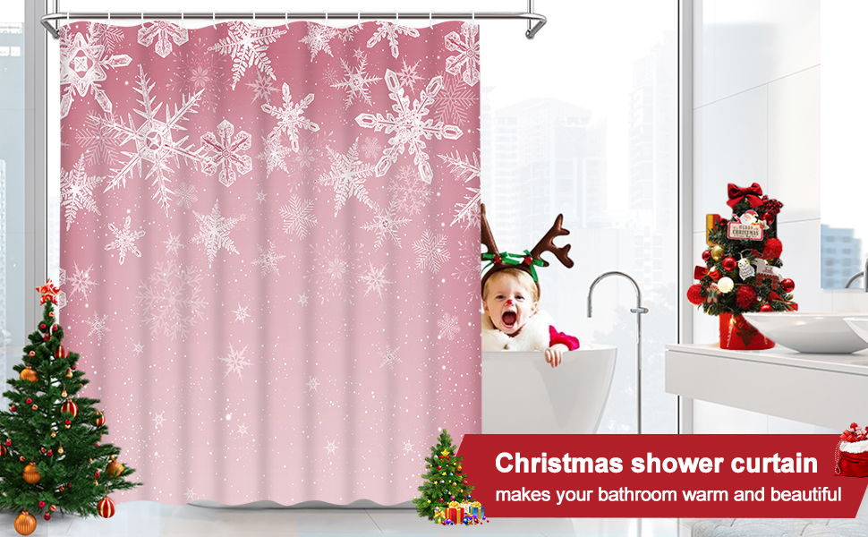 Likiyol Christmas Shower Curtain Winter Snowflake Shower