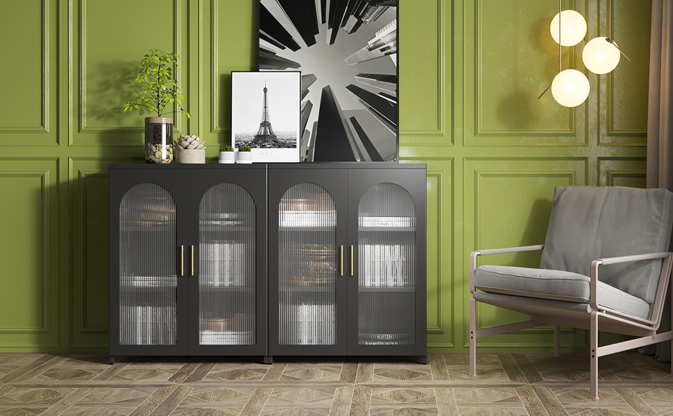 ZONLESON Accent with Glass Door Decorative Storage Farmhouse