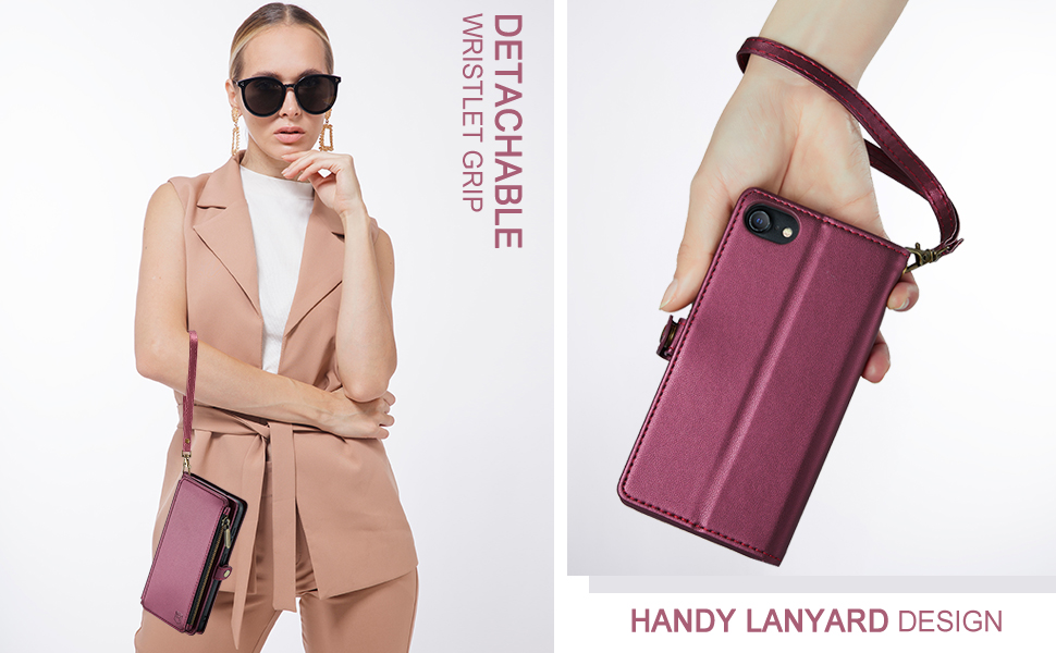 Strapurs Compatible with iPhone SE Case Wallet, for iPhone