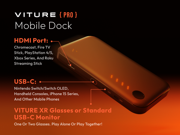 Pro Mobile Dock, Co-op Stream & Play, Supports 2D/3D Content
