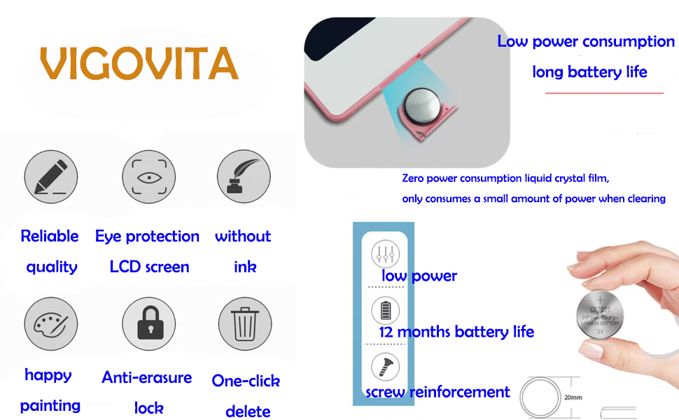 LCD Writing Tablet 2 Pack, 10 Inch Colorful Doodle Board Drawing Tablet for Kids, Kids Learning Travel Games Activity Toys Birthday Gifts for 3 4 5 6 7Year Old Boys and Girls Toddlers 11 LCD Writing Tablet