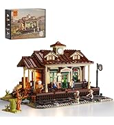 Funwhole Wild West Train Station Lighting Building-Bricks Set - 1975 Pcs Collectible Train Playse...