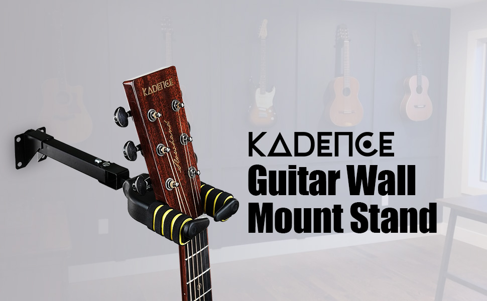 Kadence Long Guitar Wall Mount Stand - Auto Lock Guitar Long Wall Hanger - Metal Base Safe Against Vibration for Acoustic, Electric, Classical, Bass Guitar. (KAD-WM-G14EL) 16 Kadence Long Guitar Wall Mount Stand