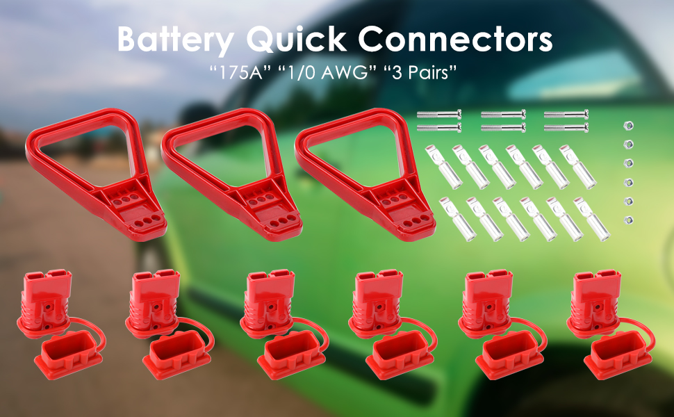 AuInLand 175A Battery Quick Connector AWG 1/0 Wire Harness Plug Kit