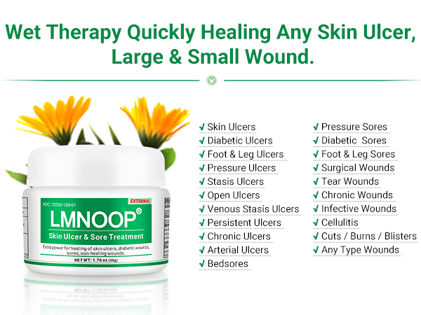 Skin Ulcer Healing Ointment, for Foot &amp; Leg &amp; Varicose &amp; Stasis Ulcers, Sores