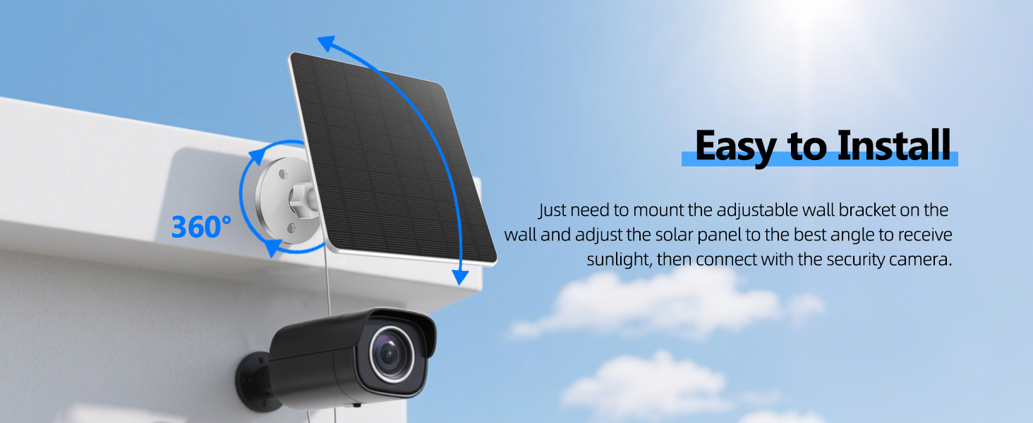 Solar Panel Solar Panels for Security Camera DC 5V Micro USB-C IP66 Waterproof Panel Outdoor Panels