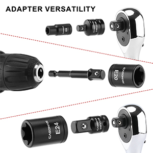 Additional socket fittings for power impact wrenches or drives for flexible adaptation