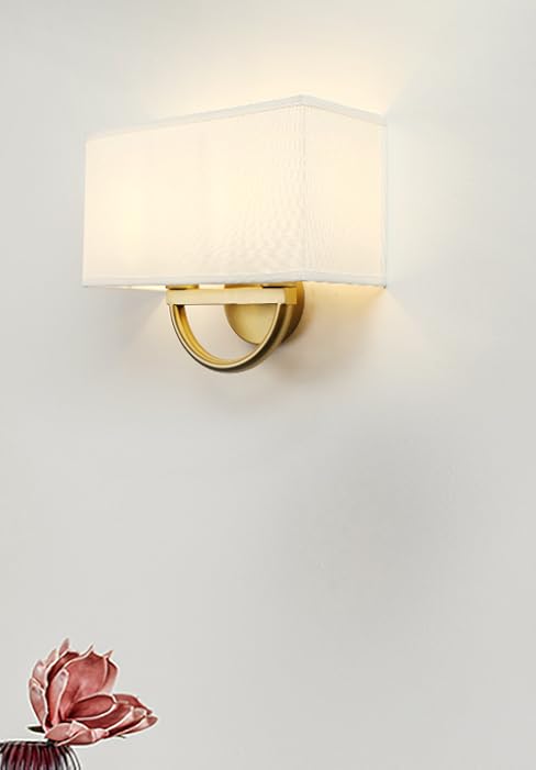 JiMuBeam White Fabric Lampshade Wall Sconces for Living Room, Bathroom, Kitchen, Bedroom