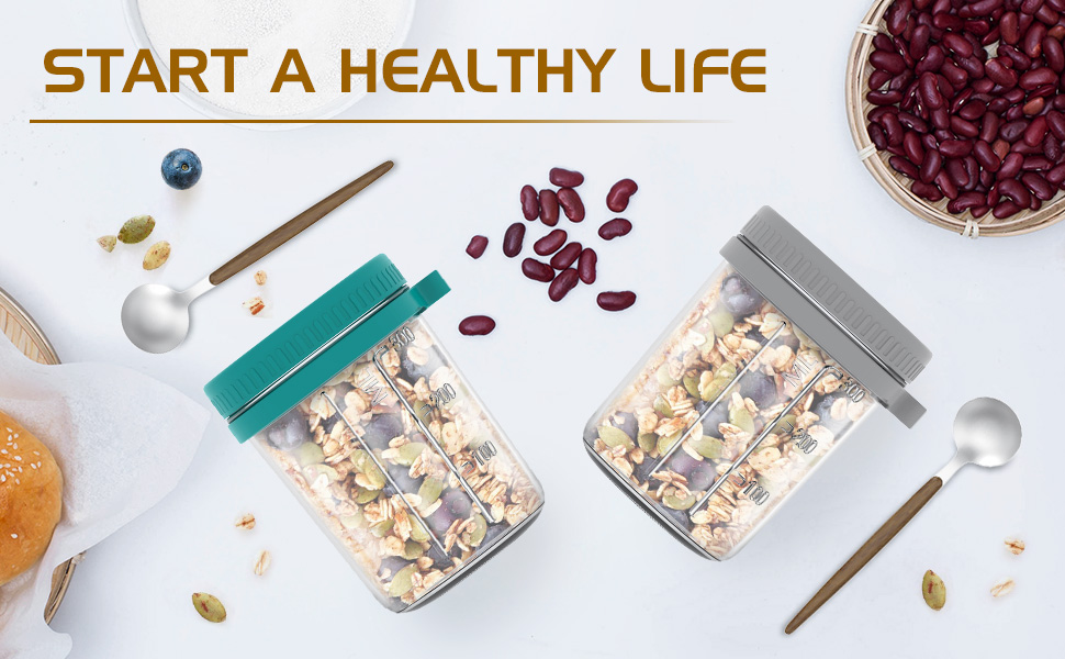 LOVZEN Overnight Oats Jars, [2 Pack] Overnight Oats