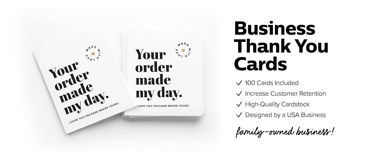 Thank you small business card, your order made my day note
