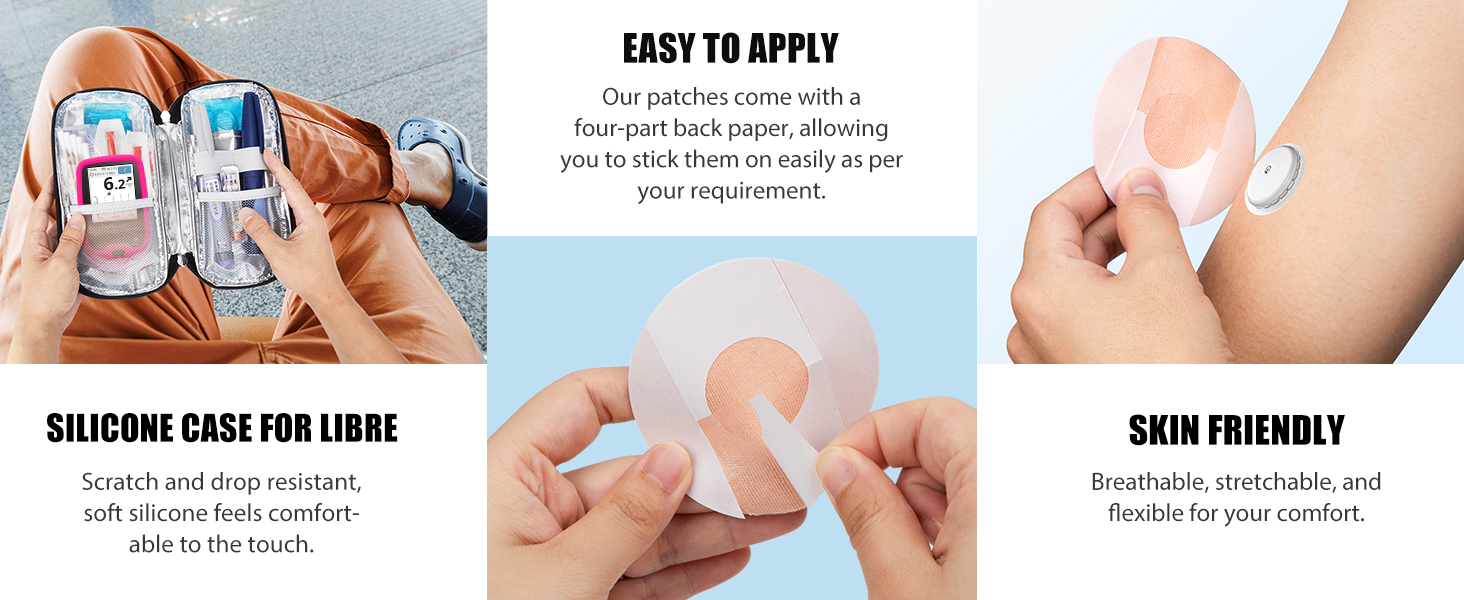 The silicone case for Libre 2 reader diabetic sensor covers with Adhesive Patches