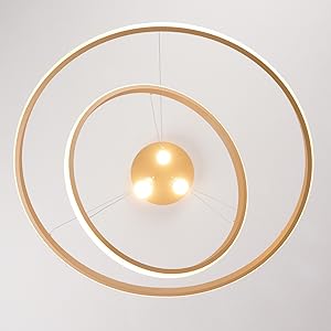 ORANOOR LED Gold Modern Chandeliers for Dining Room Bedrooms Living Room, Dimmable Pendant Lamp 